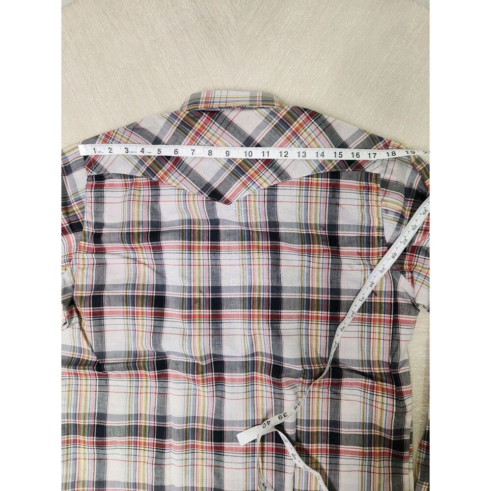 Vintage 60s Wrangler Cursive Label USA Western Plaid Pearl Buttons Nwot 16-34 - Picture 9 of 12